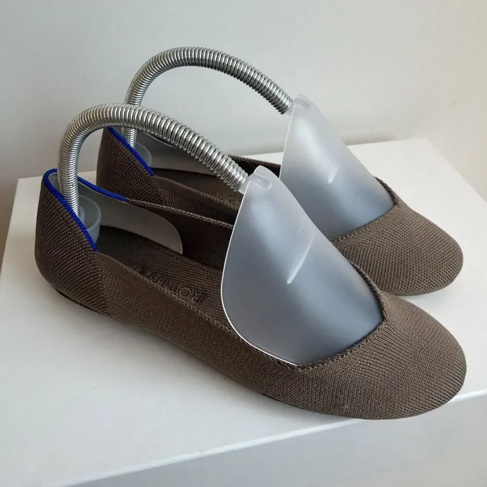 Rothy’s The Daily Flat Round Toe Slip On Portobello Taupe Size 7.5 Washable Knit